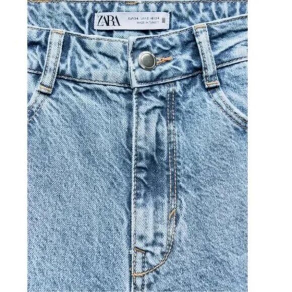 ZARA Z1975 MID WAIST RIPPED CUT OUT STRAIGHT LEG JEANS - Picture 2 of 3